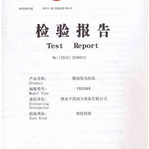 FM200KW柴油發(fā)電機(jī)組 檢驗(yàn)報(bào)告